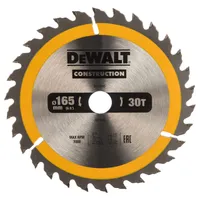 Диск пильный по дереву DeWALT "CONSTRUCTION" Т30 165х20мм DT1935-QZ