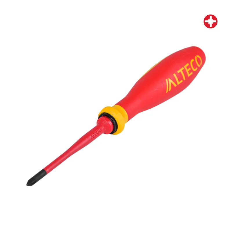 Отвертка крестовая диэлектрическая VDE Slim PZ 1x80 мм ALTECO 0908-VDE-PZ1-X