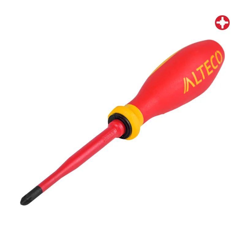 Отвертка крестовая диэлектрическая VDE Slim PZ 2x100 мм ALTECO 0908-VDE-PZ2-X
